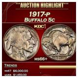 1917-p Buffalo Nickel 5c ms66+ SEGS
