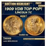 1909 VDB Lincoln Cent TOP POP! 1c ms68 rd SEGS