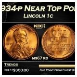 1934-p Lincoln Cent Near Top Pop 1c ms67 rd SEGS