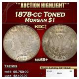 1878-cc Morgan Dollar Toned $1 ms65+ SEGS