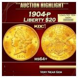 1904-p Gold Liberty Double Eagle $20 ms64+ USCG