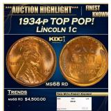 1934-p Lincoln Cent TOP POP! 1c ms68 rd SEGS