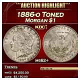 1886-o Morgan Dollar Toned $1 ms62+ USCG