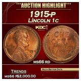 1915-p Lincoln Cent 1c ms66 rd SEGS