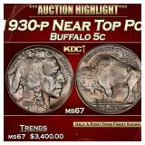 1930-p Buffalo Nickel Near Top Pop 5c ms67 SEGS