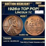 1926-d Lincoln Cent TOP POP! 1c ms66 rb SEGS