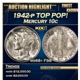 1942-p Mercury Dime TOP POP! 10c ms68+ FSB SEGS