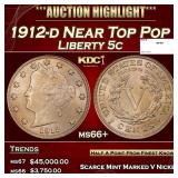 1912-d Liberty Nickel Near Top Pop 5c ms66+ SEGS