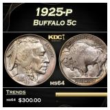 1925-p Buffalo Nickel 5c Grades ms64