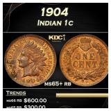 1904 Indian Cent 1c Grades ms65+ rb