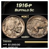 1916-p Buffalo Nickel 5c Grades ms65+