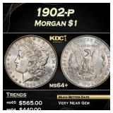 1902-p Morgan Dollar $1 Grades ms64+