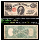 1917 $1 Large Size Legal Tender Note Grades vf+ Si