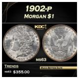 1902-p Morgan Dollar $1 Grades ms63