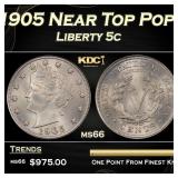1905 Liberty Nickel Near Top Pop 5c ms66 SEGS