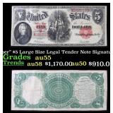 1907 $5 Large Size Legal Tender Note "WoodChopper"