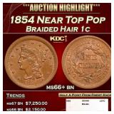 1854 Braided Hair Large Cent Near Top Pop 1c ms66+