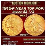 1915-p Gold Indian Quarter Eagle Near Top Pop! $2