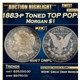 1883-p Morgan Dollar Toned TOP POP! $1 ms67 DMPL S