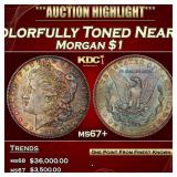 1885-p Morgan Dollar Colorfully Toned Near Top Pop