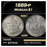 1889-p Morgan Dollar $1 Grades ms65