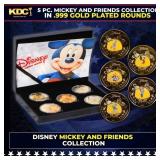 5 Coin Disney Mickey and Friends Gold Plated Round