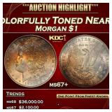 1885-p Morgan Dollar Colorfully Toned Near Top Pop