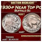 1930-p Buffalo Nickel Near Top Pop 5c ms67 SEGS
