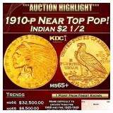 1910-p Gold Indian Quarter Eagle Near Top Pop! $2