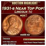 1931-s Lincoln Cent Near Top Pop! 1c ms66 rd SEGS