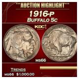 1916-p Buffalo Nickel 5c ms66 SEGS