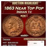 1863 Indian Cent Near Top Pop 1c ms66+ SEGS