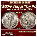 1937-p Walking Liberty Half Dollar Near Top Pop 50