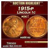 1915-p Lincoln Cent 1c ms66 rd SEGS