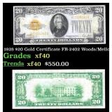 1928 $20 Gold Certificate Grades xf