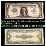 1923 $1 large size Silver Certificate Grades vf+ S