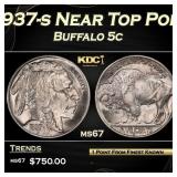1937-s Buffalo Nickel Near Top Pop 5c ms67 SEGS