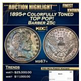 1895-p Barber Quarter Colorfully Toned TOP POP! 25