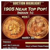 1905 Indian Cent Near Top Pop! 1c ms66+ rd SEGS