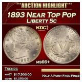 1893 Liberty Nickel Near Top Pop 5c ms66+ SEGS