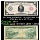 1914 FR-893 $10 Large Size Red Seal FRN Grades xf+
