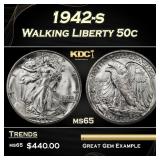 1942-s Walking Liberty Half Dollar 50c Grades ms65