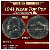 1941 Proof Jefferson Nickel Near Top Pop 5c pr67+