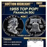 1955 Proof Franklin Half Dollar TOP POP! 50c pr69