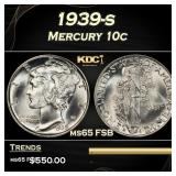 1939-s Mercury Dime 10c ms65 FSB SEGS