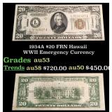 1934A $20 FRN Hawaii WWII Emergency Currency Grade