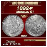 1892-p Morgan Dollar $1 ms64 SEGS