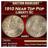 1910 Liberty Nickel Near Top Pop 5c ms66+ SEGS