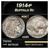 1914-p Buffalo Nickel 5c Grades ms65