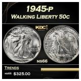 1945-p Walking Liberty Half Dollar 50c Grades ms66
